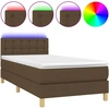 Image de vidaXL Lit boxspring avec matelas & LED brun foncé 90x190 cm Tissu