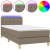 Image de vidaXL Lit Boxspring avec matelas & LED Taupe 90x190 cm Tissu