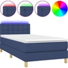 Image de vidaXL Lit Boxspring avec matelas & LED Bleu 90x190 cm Tissu
