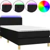 Image de vidaXL Lit Boxspring avec matelas & LED Noir 90x200 cm Tissu