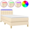 Image de vidaXL Lit Boxspring avec matelas & LED Crème 90x200 cm Tissu