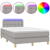 Image de vidaXL Lit boxspring avec matelas & LED gris clair 120x200 cm Tissu