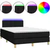 Image de vidaXL Lit Boxspring avec matelas & LED Noir 120x200 cm Tissu