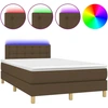 Image de vidaXL Lit Boxspring avec matelas & LED Marron foncé 120x200 cm Tissu
