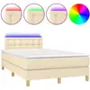 Image de vidaXL Lit Boxspring avec matelas & LED Crème 120x200 cm Tissu