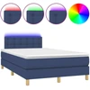 Image de vidaXL Lit Boxspring avec matelas & LED Bleu 120x200 cm Tissu