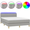 Image de vidaXL Lit boxspring avec matelas & LED gris clair 140x190 cm Tissu