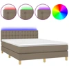 Image de vidaXL Lit boxspring avec matelas & LED Taupe 140x190 cm Tissu