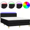 Image de vidaXL Lit Boxspring avec matelas & LED Noir 140x200 cm Tissu
