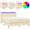 Image de vidaXL Lit Boxspring avec matelas & LED Crème 140x200 cm Tissu