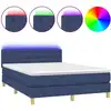 Image de Lit Boxspring avec matelas & LED Bleu 140x200 cm Tissu