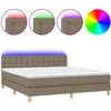 Image de vidaXL Lit Boxspring avec matelas & LED Taupe 160x200 cm Tissu