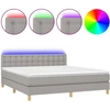 Image de vidaXL Lit boxspring avec matelas & LED gris clair 180x200 cm Tissu