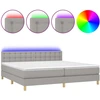 Image de vidaXL Lit boxspring avec matelas & LED gris clair 200x200 cm Tissu