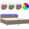 Image de vidaXL Lit Boxspring avec matelas & LED Taupe 200x200 cm Tissu