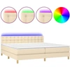 Image de vidaXL Lit boxspring avec matelas & LED Crème 200x200 cm Tissu