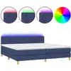 Image de vidaXL Lit Boxspring avec matelas & LED Bleu 200x200 cm Tissu