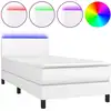 Image de vidaXL Lit Boxspring avec matelas & LED Blanc 80x200 cm Similicuir