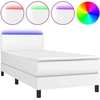 Image de vidaXL Lit Boxspring avec matelas & LED Blanc 90x190 cm Similicuir