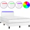 Image de vidaXL Lit Boxspring avec matelas & LED Blanc 120x200 cm Similicuir