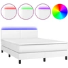 Image de vidaXL Lit Boxspring avec matelas & LED Blanc 140x190 cm Similicuir