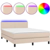 Image de vidaXL Lit à sommier tapissier avec matelas et LED Cappuccino-Brown 140x190cm