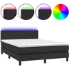 Image de vidaXL Lit Boxspring avec matelas & LED Noir 140x200 cm Similicuir