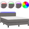 Image de vidaXL Lit Boxspring avec matelas & LED Gris 140x200 cm Similicuir