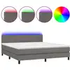 Image de vidaXL Lit Boxspring avec matelas & LED Gris 160x200 cm Similicuir