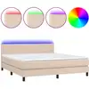 Image de vidaXL Lit à sommier tapissier avec matelas et LED Cappuccino-Marron 180x200cm