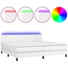 Image de vidaXL Lit Boxspring avec matelas & LED Blanc 200x200 cm Similicuir
