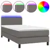 Image de vidaXL Lit Boxspring avec matelas & LED Gris 100x200 cm Similicuir