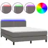 Image de vidaXL Lit Boxspring avec matelas & LED Gris 140x190 cm Similicuir