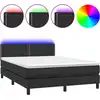 Image de vidaXL Lit Boxspring avec matelas & LED Noir 140x200 cm Similicuir