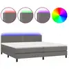 Image de vidaXL Lit Boxspring avec matelas & LED Gris 200x200 cm Similicuir