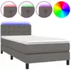Image de vidaXL Lit Boxspring avec matelas & LED Gris 80x200 cm Similicuir
