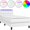 Image de vidaXL Lit Boxspring avec matelas & LED Blanc 90x190 cm Similicuir