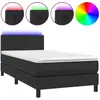 Image de vidaXL Lit boxspring avec matelas & LED noir 90x200 cm similicuir