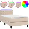 Image de vidaXL Lit boxspring avec matelas & LED Cappuccino brun 100x200cm
