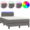 Image de vidaXL Lit Boxspring avec matelas & LED Gris 120x200 cm Similicuir