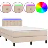 Image de vidaXL Lit Boxspring avec matelas & LED Cappuccino-Brun 120x200cm