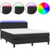 Image de vidaXL Lit Boxspring avec matelas & LED Noir 140x190 cm Similicuir