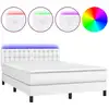 Image de vidaXL Lit Boxspring avec matelas & LED Blanc 140x190 cm Similicuir