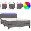 Image de vidaXL Lit Boxspring avec matelas & LED Gris 140x200 cm Similicuir