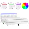 Image de vidaXL Lit Boxspring avec matelas & LED Blanc 160x200 cm Similicuir