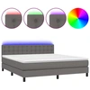 Image de vidaXL Lit Boxspring avec matelas & LED Gris 160x200 cm Similicuir