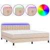 Image de vidaXL Lit à sommier tapissier avec matelas et LED Cappuccino-Brown 160x200cm