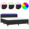 Image de vidaXL Lit Boxspring avec matelas & LED Noir 180x200 cm Similicuir