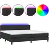 Image de vidaXL Lit Boxspring avec matelas & LED Noir 200x200 cm Similicuir