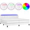 Image de vidaXL Lit Boxspring avec matelas & LED Blanc 200x200 cm Similicuir